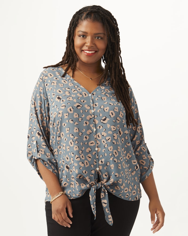 Front of plus size Alyssa Button-Front Knot-Hem Blouse by Meri Skye | Dia&Co | dia_product_style_image_id:163172
